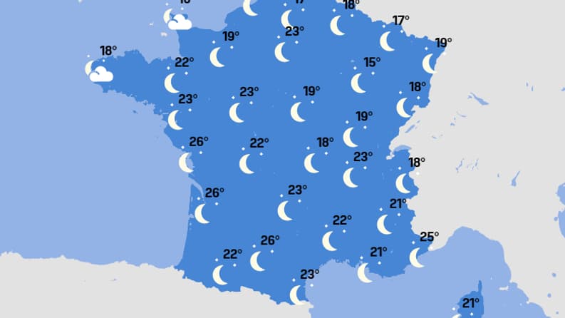 Les prévisions pour la nuit du vendredi 17 juin. 