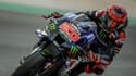 Le Français Fabio Quartararo (Yamaha), lors de la 2e séance d'essais libres du Grand Prix du Portugal en MotoGP, le 16 avril 2021 sur le circuit international d'Algarve à Portimao