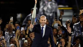 Zinédine Zidane le 26 juillet 2024 lors de la cérémonie d'ouverture des JO de Paris