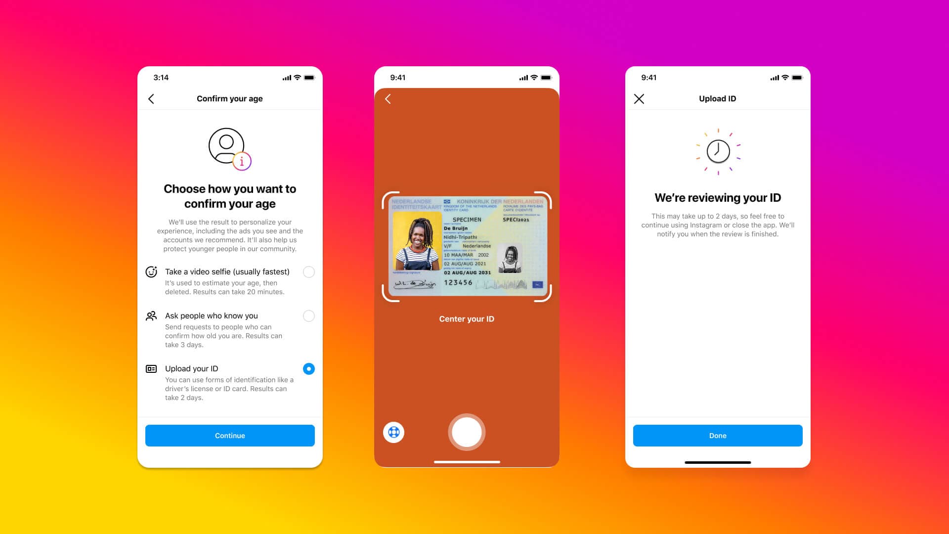 La vérification d'âge par le partage de la carte d'identité, sur Instagram