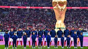 L'équipe de France avant le coup d'envoi de la demi-finale contre le Maroc, le 14 décembre 2022
