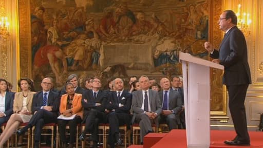 François Hollande lors de sa conférence de presse du 16 mai 2013, à l'Elysée à Paris