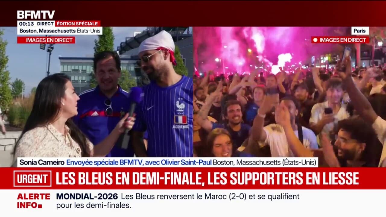 La joie des supporters français à Boston après la victoire des Bleus