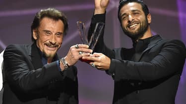Johnny Hallyday et Yodelice, lors des Victoires de la Musique, en 2016