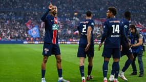 Bradley Barcola et les joueurs du PSG, le 24 mai 2025.