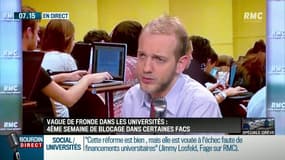 Jimmy Losfeld, président de la Fédération des Associations Générales Etudiantes, sur le plateau de RMC le 4 avril 2018