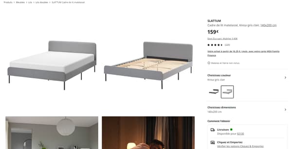 Le lit Slattum à 159 euros. 