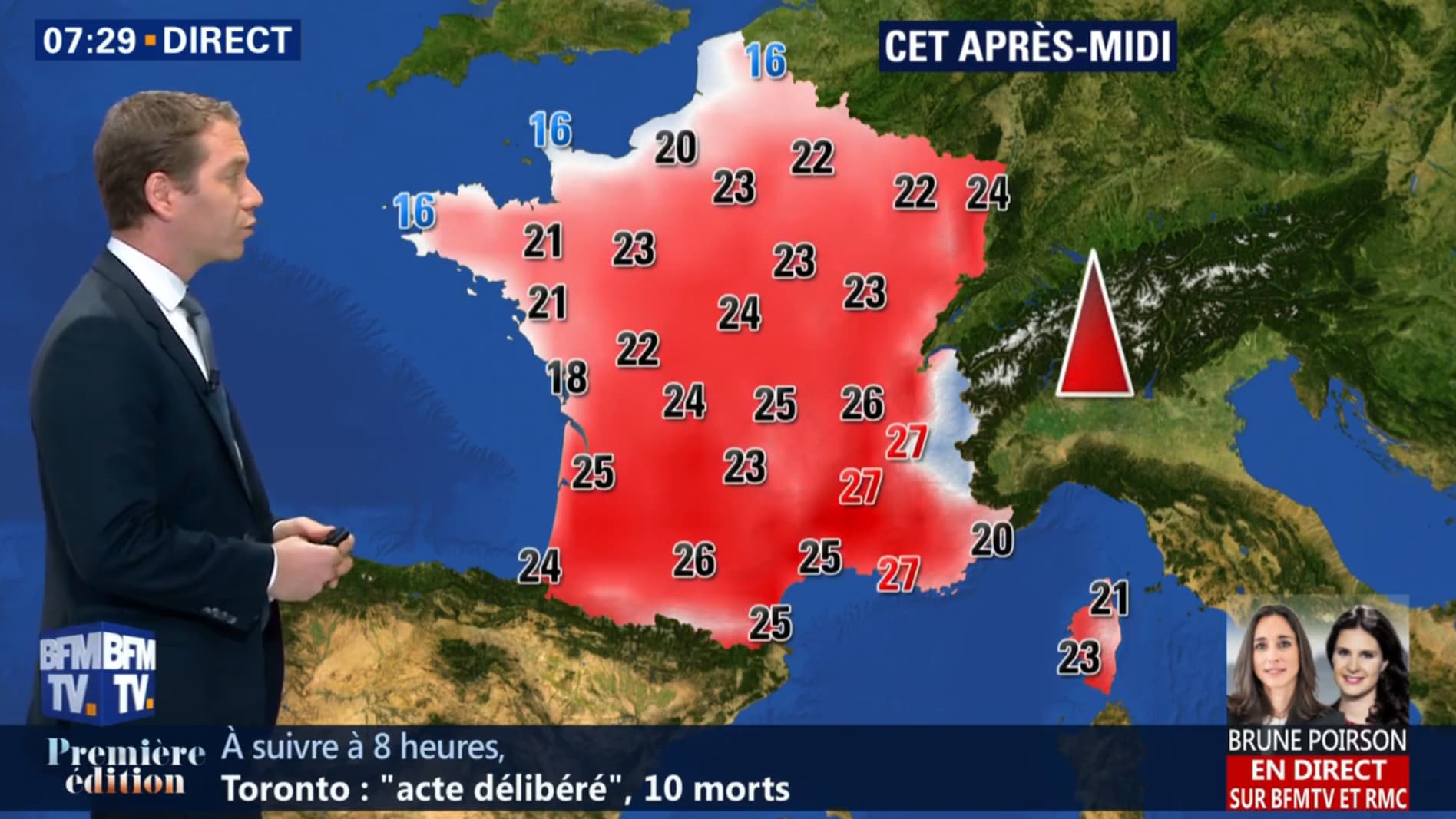 Températures du mardi 24 avril après-midi 