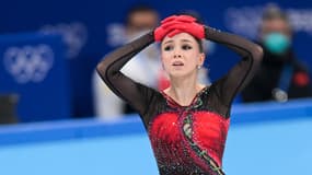 La Russe Kamila Valieva lors de l'épreuve par équipe de patinage des JO de Pékin, le 7 février 2022