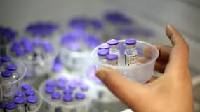 Doses de vaccin Pfizer-BioNTech contre le Covid prêtes à être données à Ajaccio le 13 mai 2021