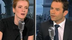 Nathalie Kosciusko-Morizet, porte-parole de Nicolas Sarkozy et Benoit Hamon, porte-parole du PS, ce mardi sur RMC et BFMTV.