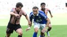 Joao Neves et Diego Moreira au duel lors de Strasbourg-PSG en Ligue 1, le 3 mai 2025
