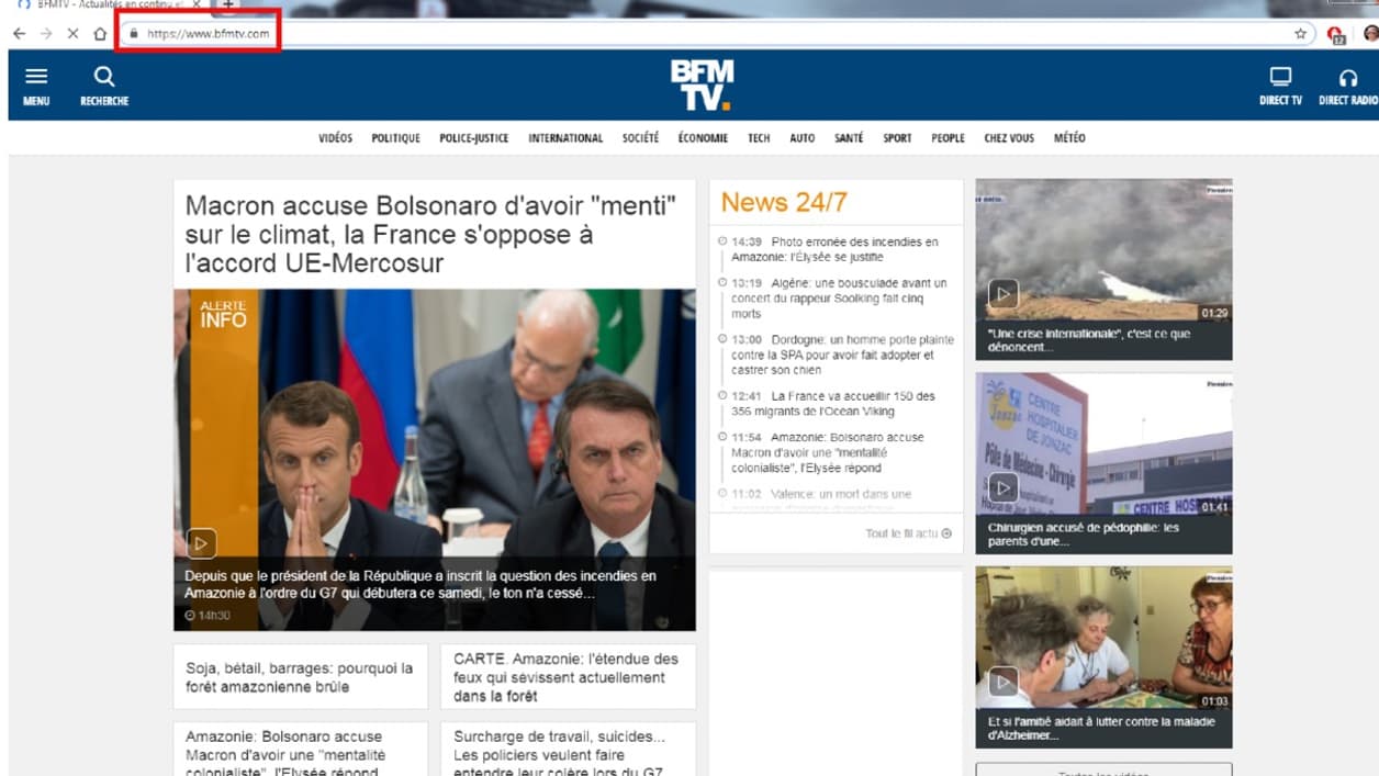 Exemple sur le site de BFMTV.com