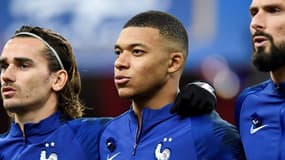 De gauche à droite: Antoine Griezmann, Kylian Mbappé et Olivie Giroud