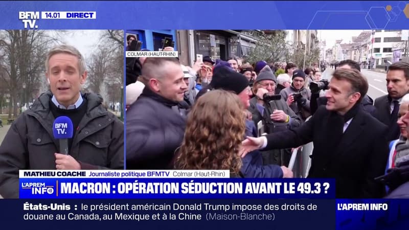 Emmanuel Macron interpellé sur le désordre à l'Assemblée nationale à l'occasion d'un bain de foule à Colmar