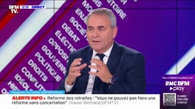 Retraites: "Vous ne pouvez pas faire une réforme sans concertation", estime Xavier Bertrand