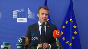 Emmanuel Macron s'exprime à l'issue de la réunion entre les Etats européens sur la crise migratoire, le 24 juin 2018