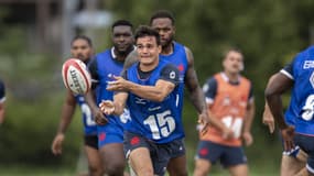 Max Spring à l'entraînement des Bleus au Japon, le 5 juillet 2022