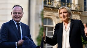 Marine Le Pen, la cheffe des députés du Rassemblement national, et l'ancien Premier ministre Édouard Philippe. Montage photo.