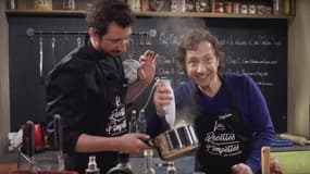 Monsieur Poulpe et Stéphane Bern dans "Les Recettes Pompettes"