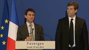 Le Premier ministre Manuel Valls avec Arnaud Montebourg lundi 12 mai