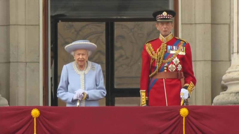 Elizabeth II et son cousin Edward de Kent le 2 juin 2022 lors de son jubilé de platine