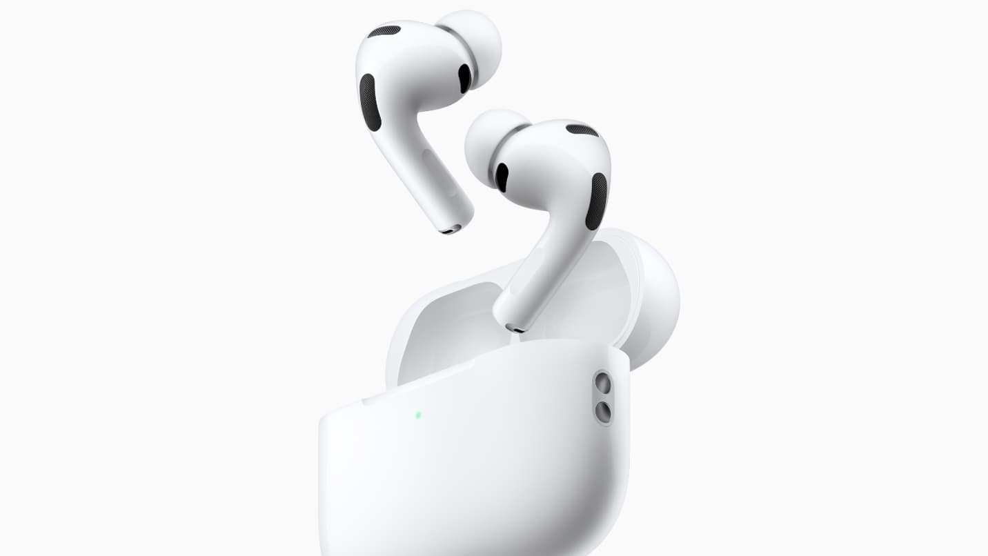 Les Airpods Pro 3, d'Apple, et leur boîtier de charge. Les Airpods Pro 3, d'Apple, et leur boîtier de charge.
