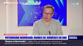Seine-Maritime: Stéphane William Gondoin, rédacteur en chef adjoint du magazine "Patrimoine normand", détaille les particularités de l'abbaye de Jumièges 