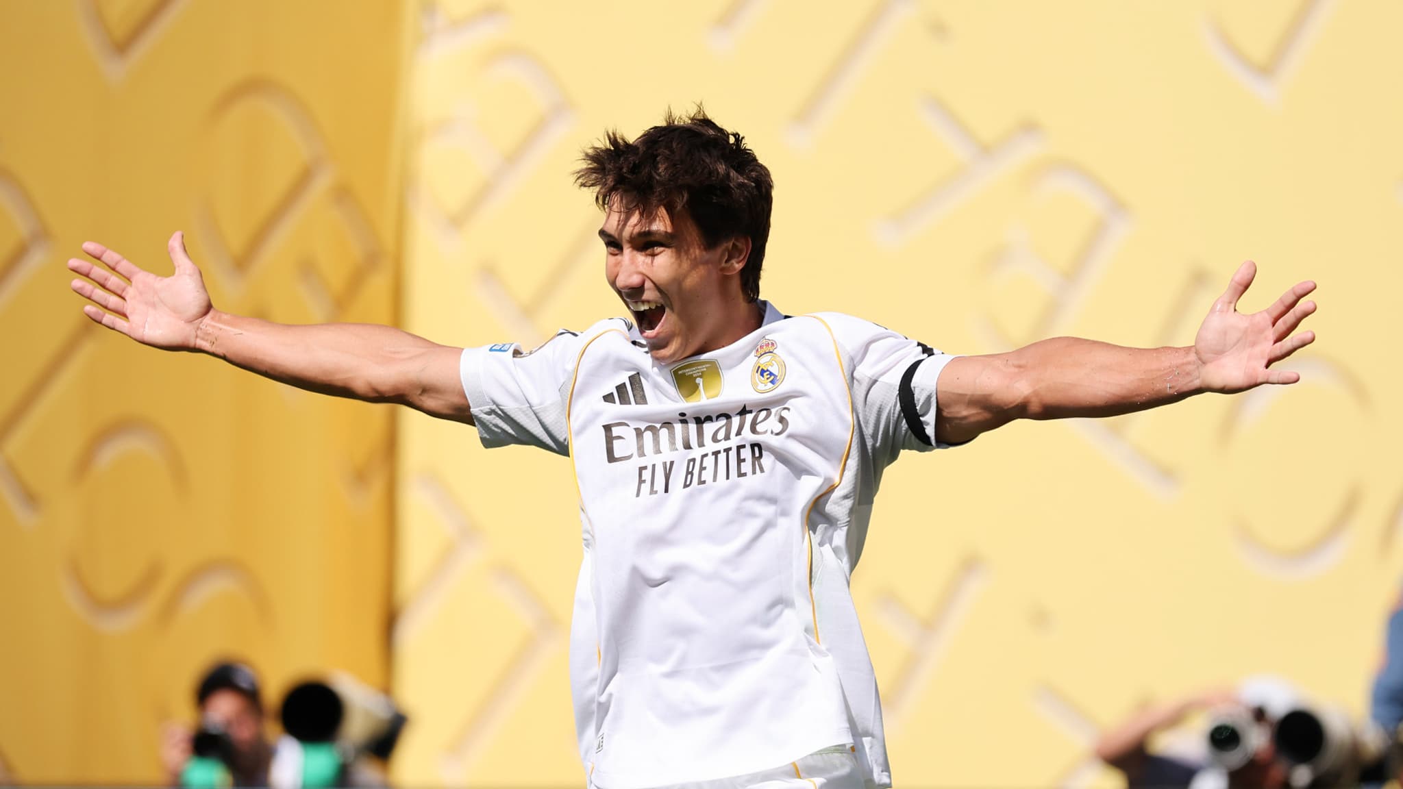 Gonzalo Garcia fête son but pour le Real Madrid face à Dortmund le 5 juillet 2025