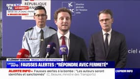 18 aéroports ont été visés par de fausses alertes à la bombe et dix ont été évacués ce vendredi, annonce Clément Beaune lors d'un point presse