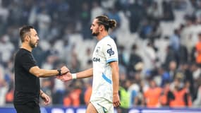 Roberto De Zerbi et Adrien Rabiot après un match de l'OM en Ligue 1, octobre 2024