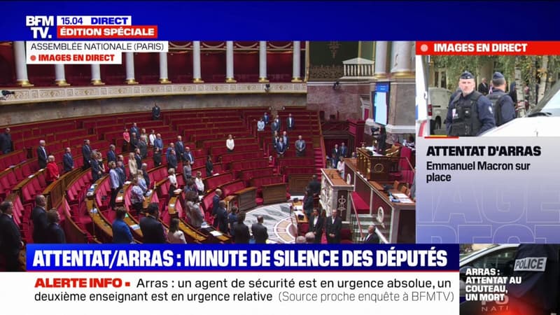 Attaque au couteau à Arras: l'Assemblée nationale observe une minute de silence en hommage aux victimes