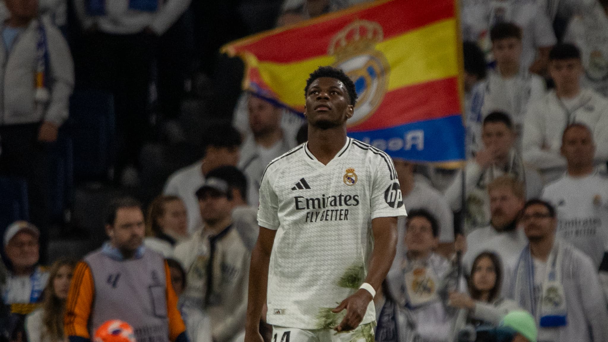 Aurelien Tchouaméni avec le maillot du Real Madrid, le 20 avril 2025.