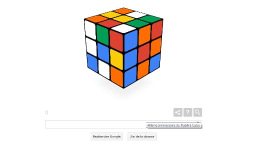 Le doodle du jour permet de jouer au Rubik's Cube, pour fêter les 40 ans du casse-tête.