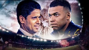 Le président du PSG Nasser Al-Khekaïfi et Kylian Mbappé
