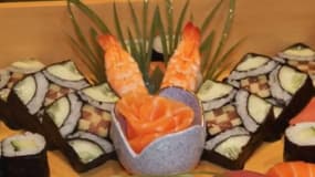 Plateau de sushis préparé par Vincent Broggli, champions du monde de sushis, le 18 septembre 2024.