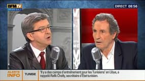 Jean-Luc Mélenchon face à Jean-Jacques Bourdin en direct