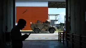Le Serval, un véhicule blindé multi-rôles (VBMR), sur le site de Nexter, le 4 juillet 2023 à Roanne, dans la Loire