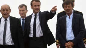 Jean-Yves Le Drian, Emmanuel Macron et Nicolas Hulot en juin 2018.