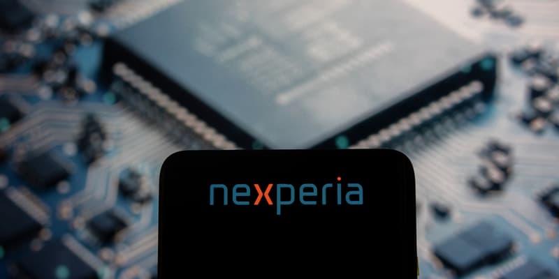 Le logo du fabricant de composants électroniques Nexperia (photo d'illustration).