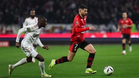 Martin Terrier lors du match de Ligue 1 entre l'OL et Rennes, 26 janvier 2024