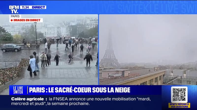 Le Sacré-CSur, la tour Eiffel... Les images des premières chutes de neige sur Paris