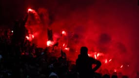 Des fans de l'ASSE lors du match contre l'OL le 4 novembre 