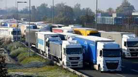 Des camions sur l'autoroute A10 près de Bordeaux, le 21 novembre 2018.