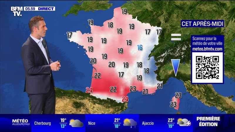 Regarder la vidéo Des averses orageuses dans le nord-ouest et l'est de la France, avec des températures comprises entre  16°C et 24°C... La météo de ce mardi 8 octobre