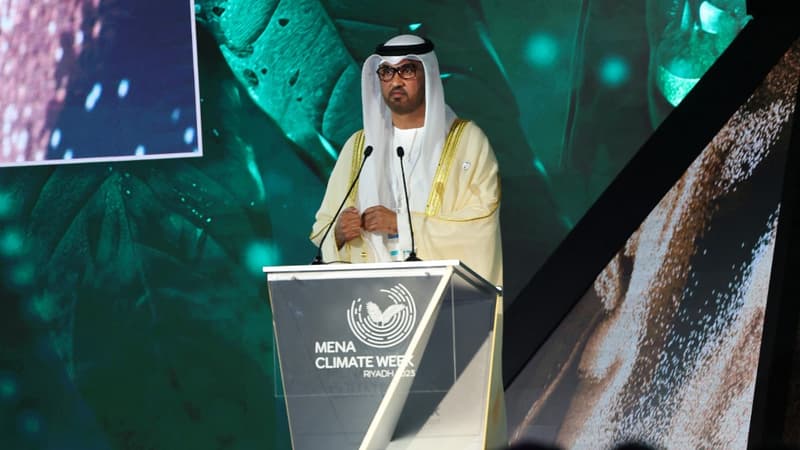 Sultan Al JAber, le président de la COP28, en Arabie saoudite le 8 octobre 2023