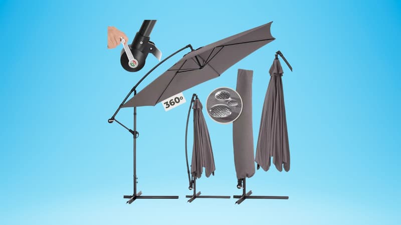 Protégez-vous du soleil avec ce grand parasol déporté vendu à peine 100 euros sur le site Auchan