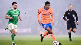 Mason Greenwood lors du match de la 14e journée de Ligue 1 entre Saint-Etienne et l'OM, 8 décembre 2024