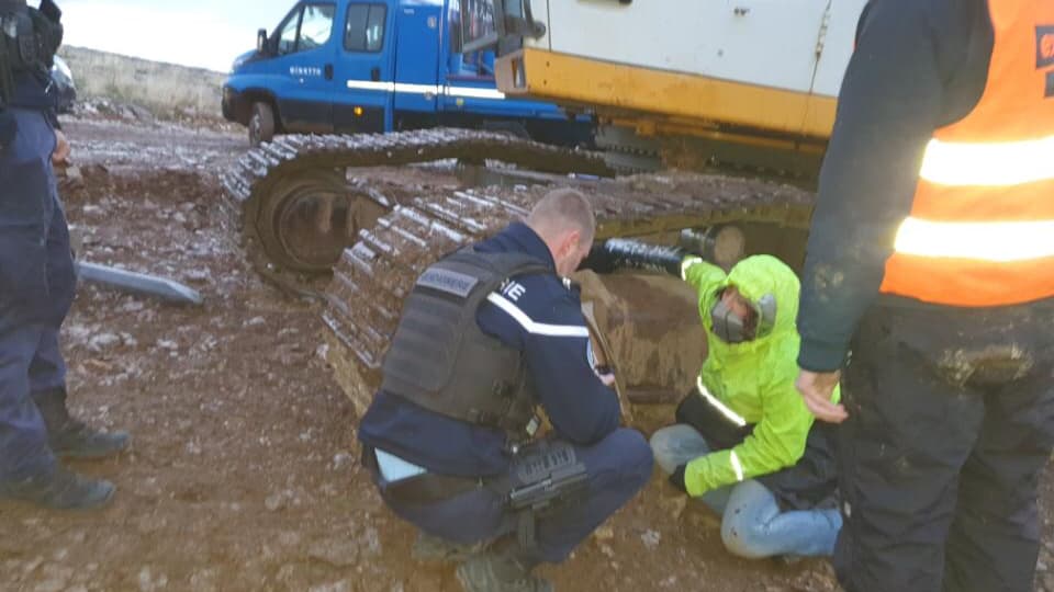 Nouvelle journée de blocage du chantier Boralex à Cruis, le 28 novembre 2023.