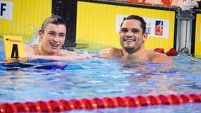 Maxime Grousset et Florent Manaudou aux championnats de France de natation, le 13 décembre 2019